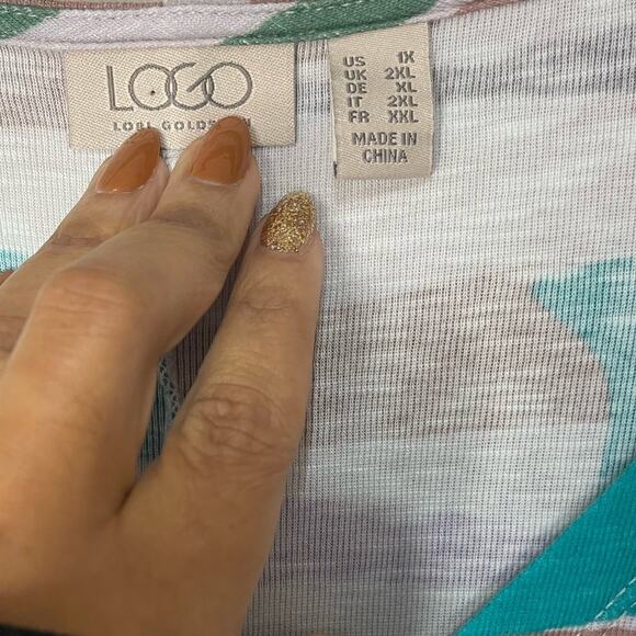 LOGO by Lori Goldstein Printed Cotton Modal Sweater Knit Cardigan size 1X - Picture 6 of 7